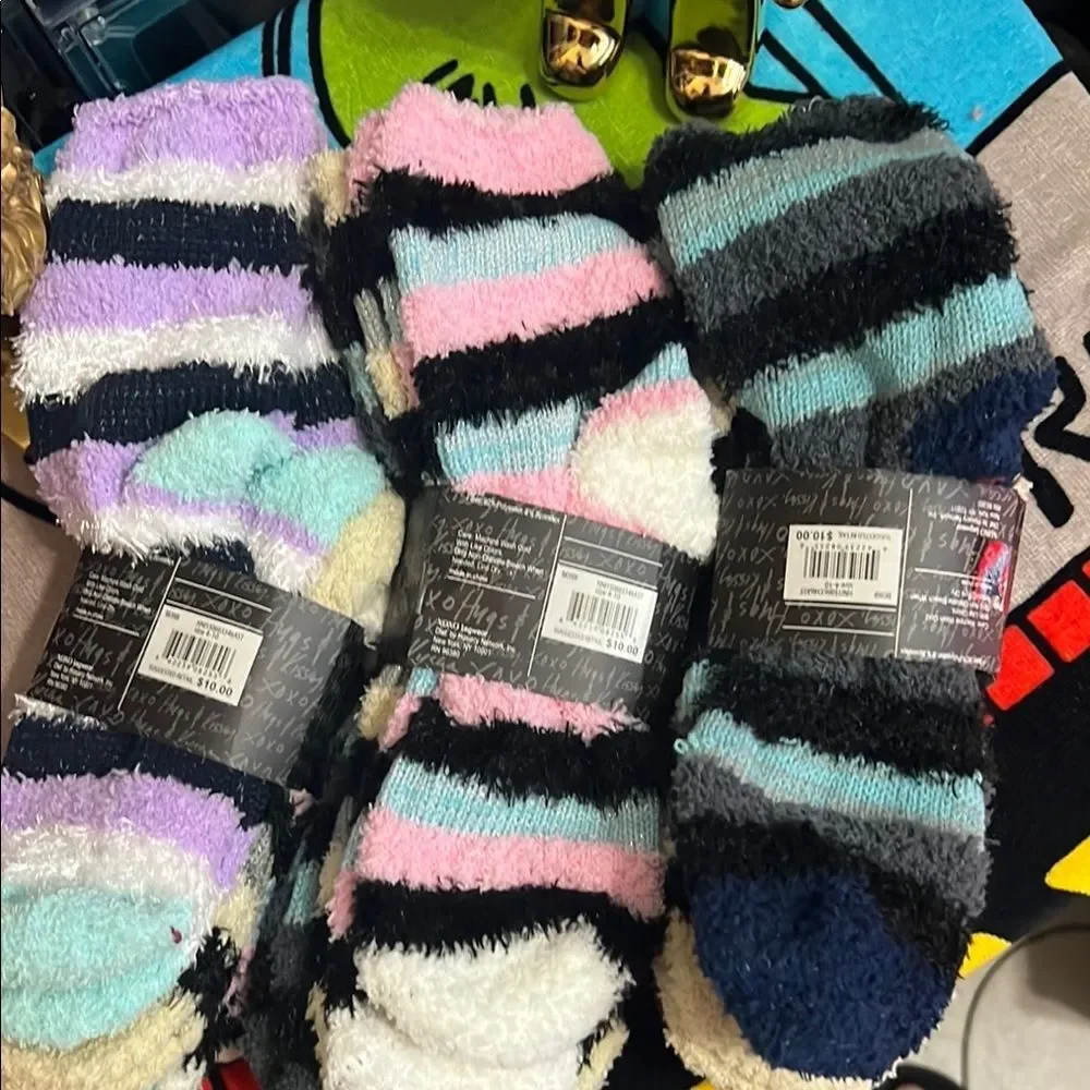 XOXO Black and Gray Striped Casual COMBO Socks 3 PACKS OF 3 pairs